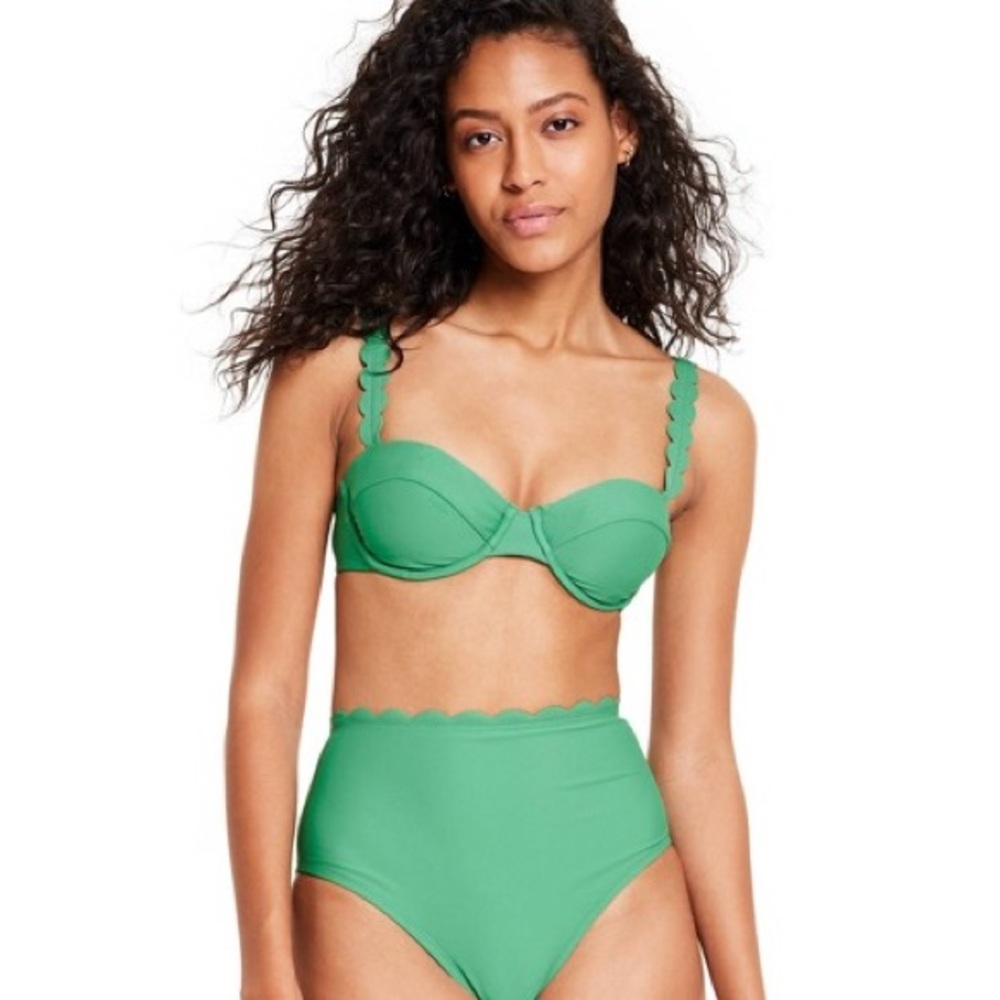RHODE for Target green scallop edge bikini top